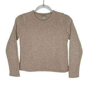 L.L.Bean Early 2000s Beige Cotton Knit Crewneck Sweater XS